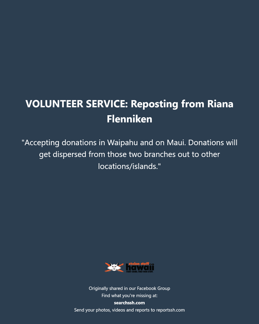 VOLUNTEER SERVICE - Waipahu, Oahu | Stolen Stuff Hawaii