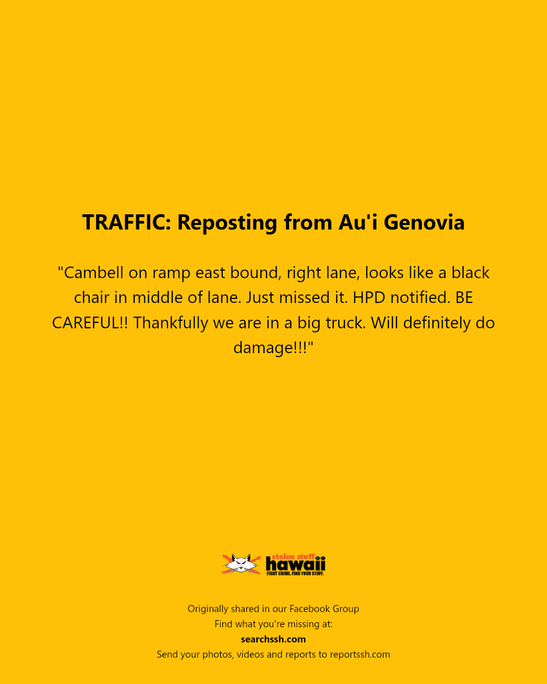 TRAFFIC - Unknown | Stolen Stuff Hawaii