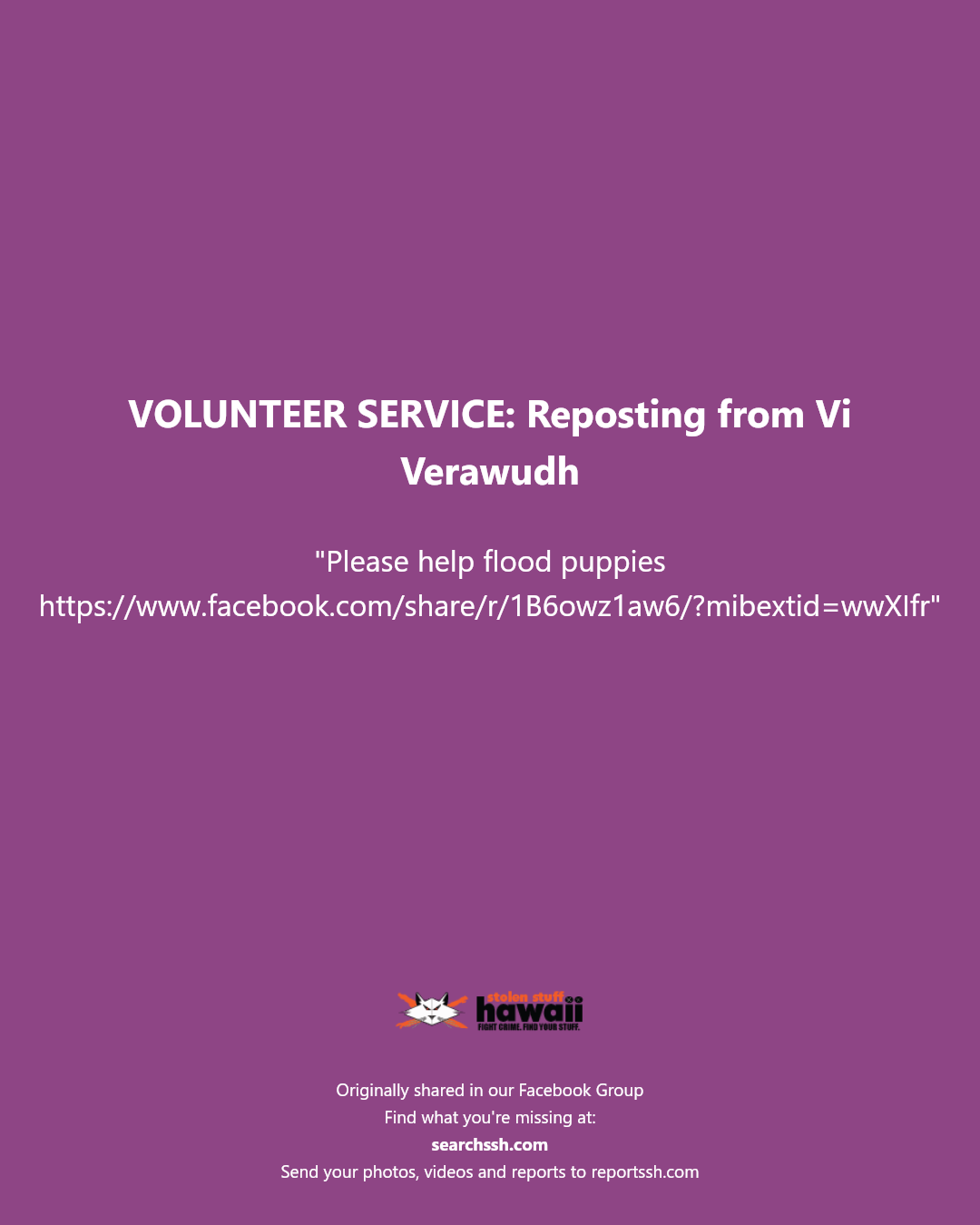 VOLUNTEER SERVICE - Unknown | Stolen Stuff Hawaii