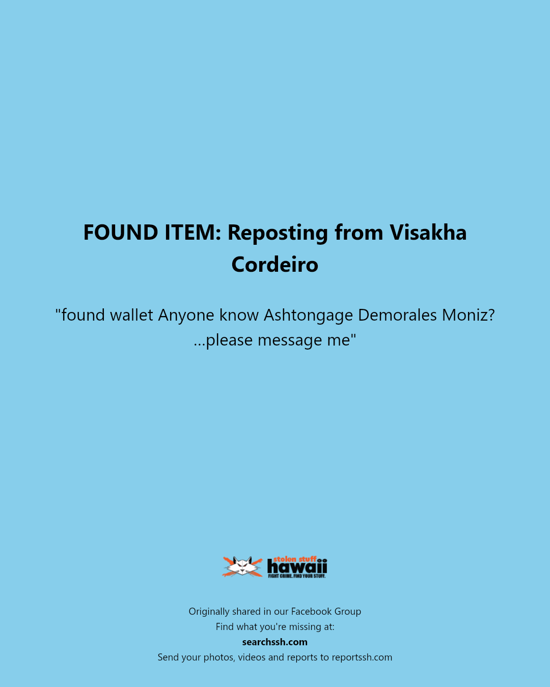 FOUND ITEM - Unknown | Stolen Stuff Hawaii