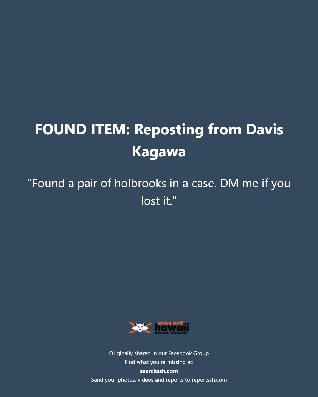 FOUND ITEM - Unknown | Stolen Stuff Hawaii