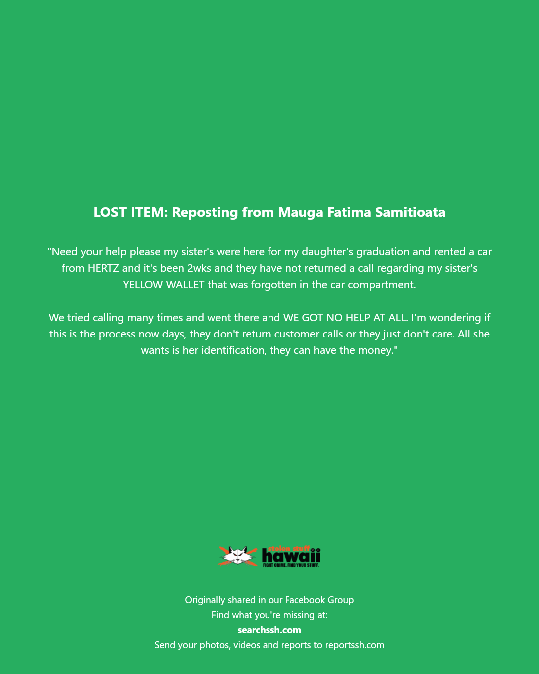 LOST ITEM - Unknown | Stolen Stuff Hawaii