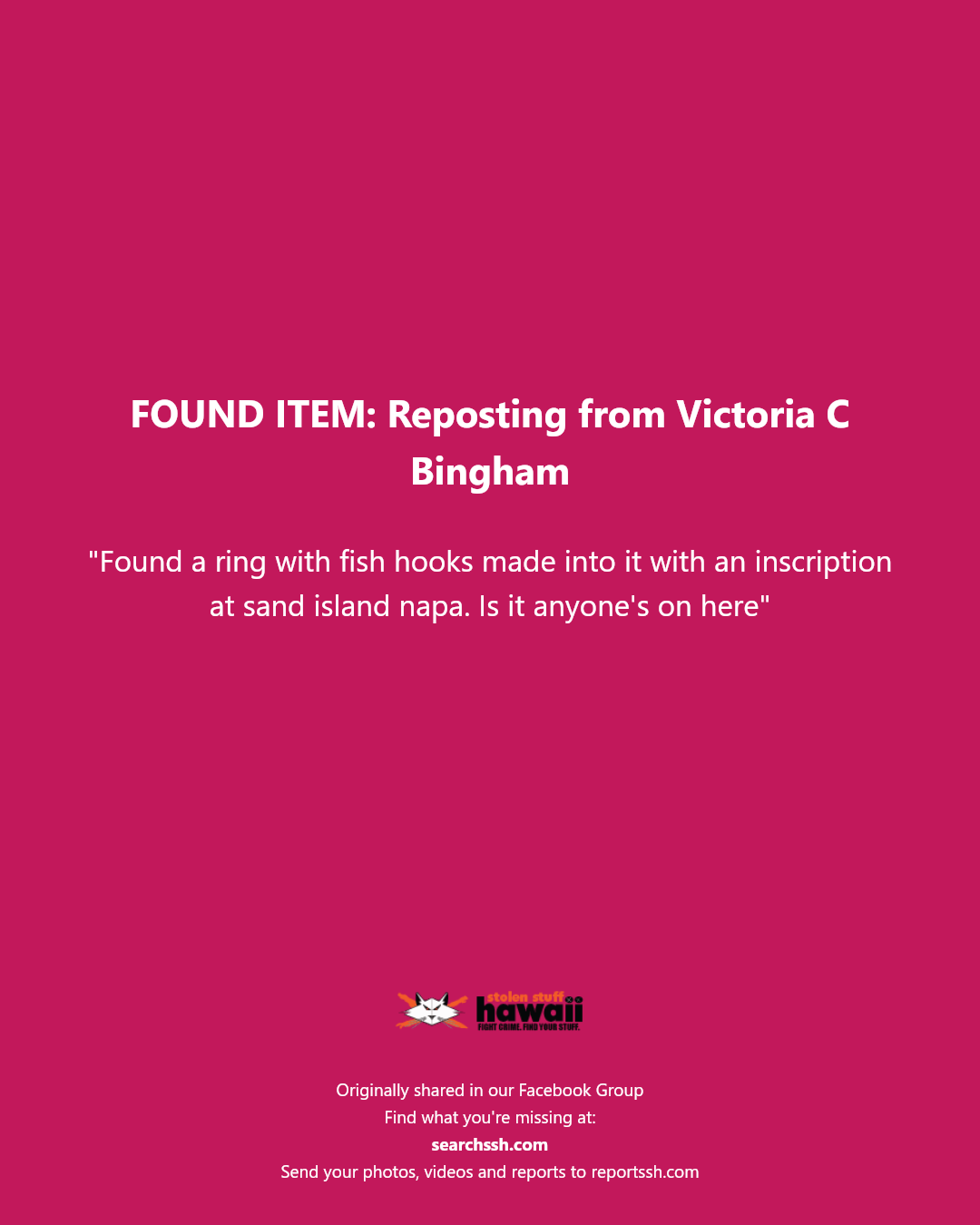FOUND ITEM - Sand Island NAPA, Honolulu, Oahu | Stolen Stuff Hawaii