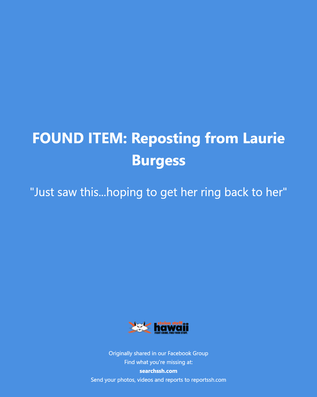 FOUND ITEM - Unknown | Stolen Stuff Hawaii