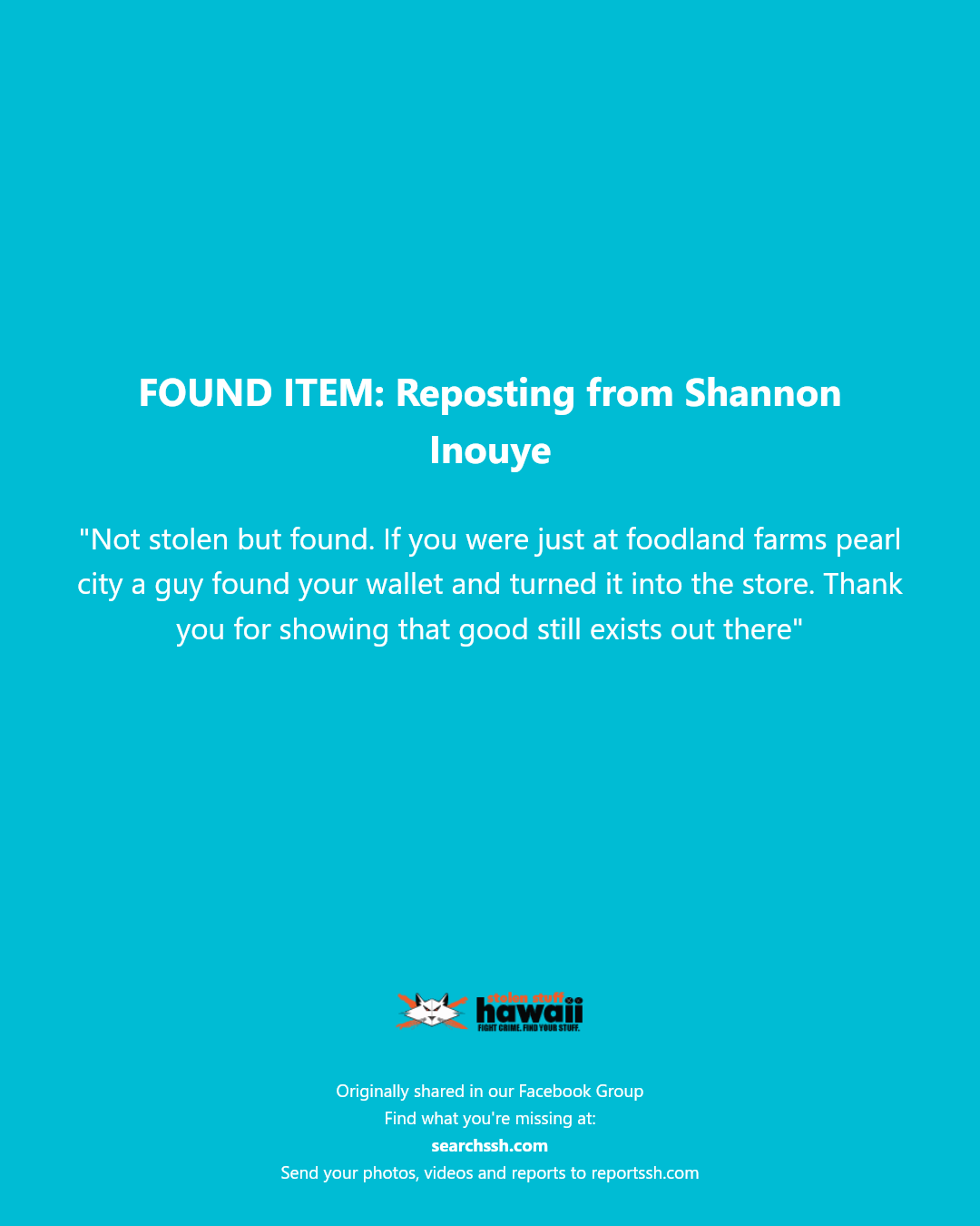 FOUND ITEM - Foodland Farms Pearl City, Pearl City, Oahu | Stolen Stuff Hawaii