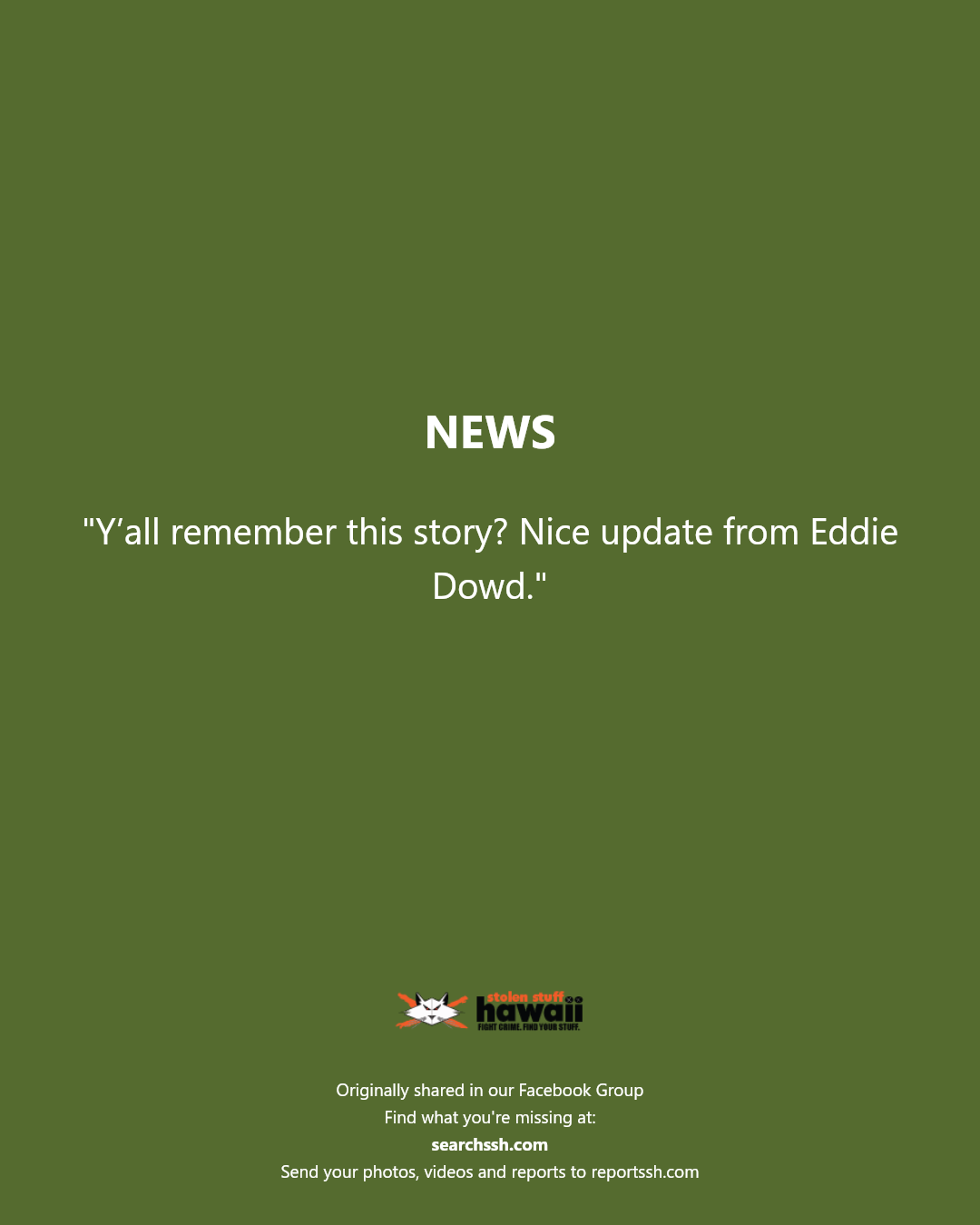 NEWS - Unknown | Stolen Stuff Hawaii
