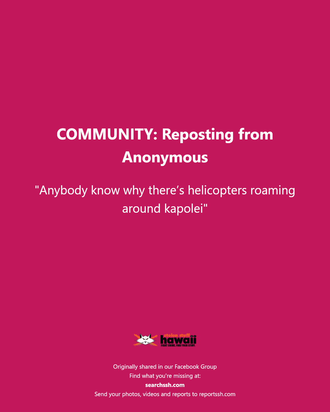 COMMUNITY - Hawaii | Stolen Stuff Hawaii