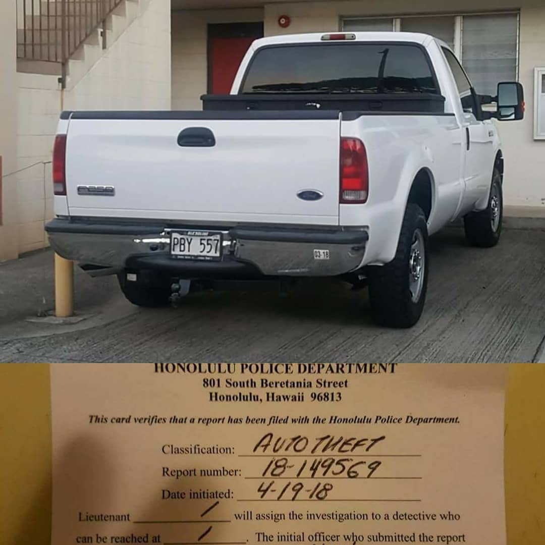 VEHICLE THEFT - Lower Pali/Nu'uanu area, Oahu | SSH Search