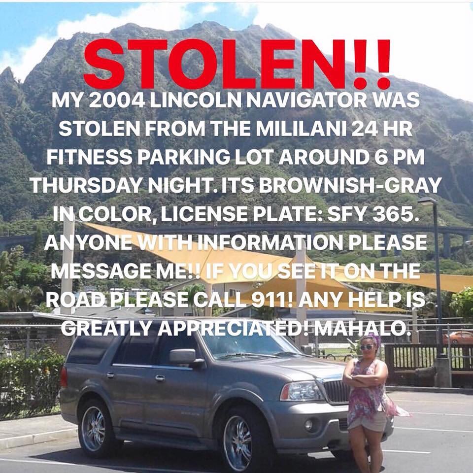 VEHICLE THEFT - Hawaii | SSH Search