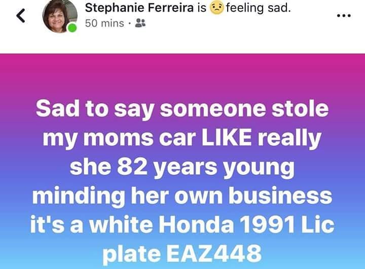 VEHICLE THEFT - DE Thompson village, Ewa, Oahu | SSH Search