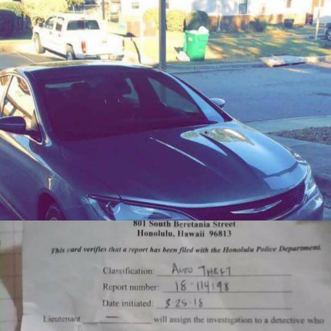 VEHICLE THEFT - Kemoo Bar, Schofield Barracks, Oahu | SSH Search