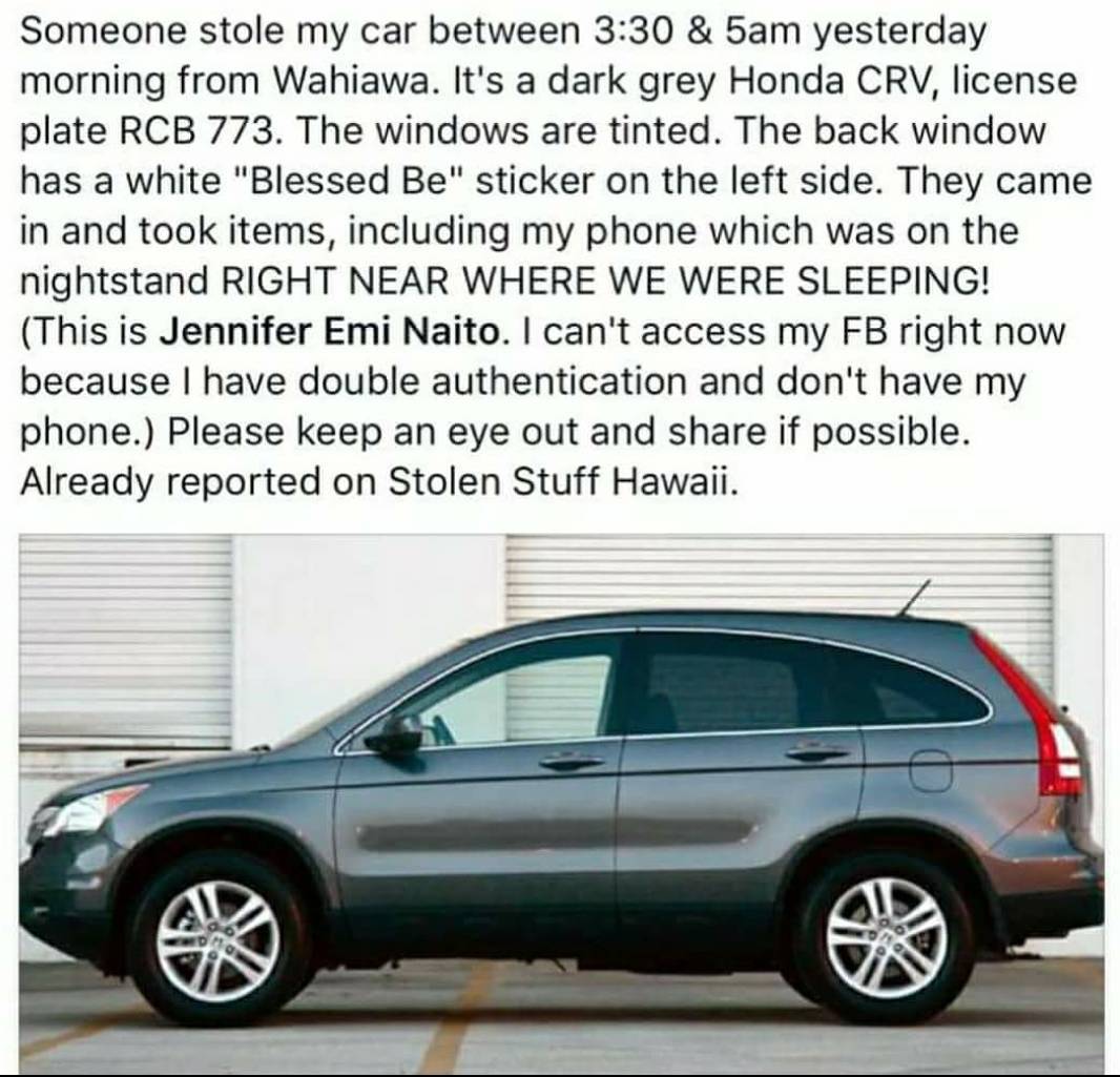 VEHICLE THEFT - Hawaii | SSH Search
