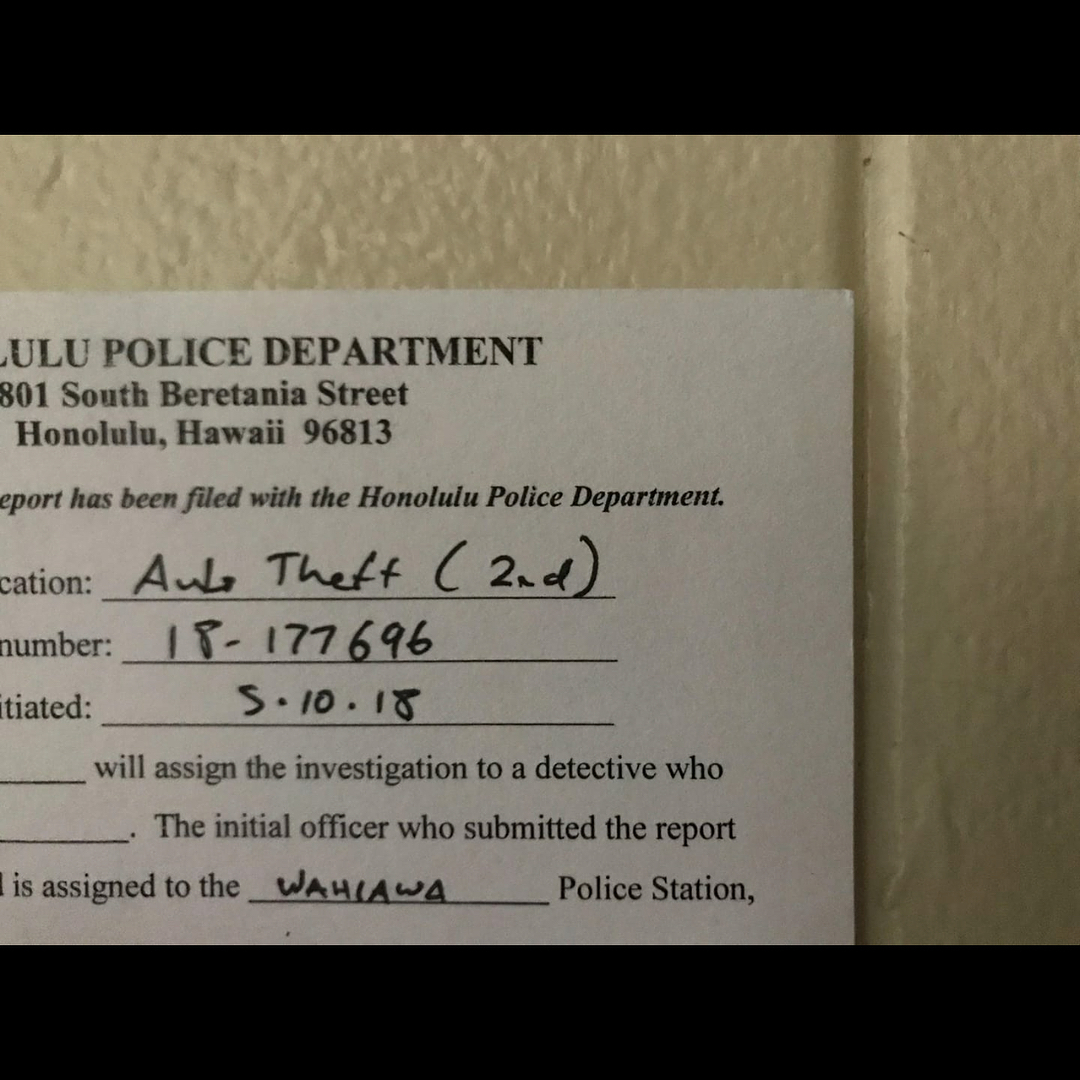 VEHICLE THEFT - Hawaii | SSH Search