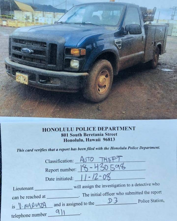 VEHICLE THEFT - Kapolei, Oahu | SSH Search