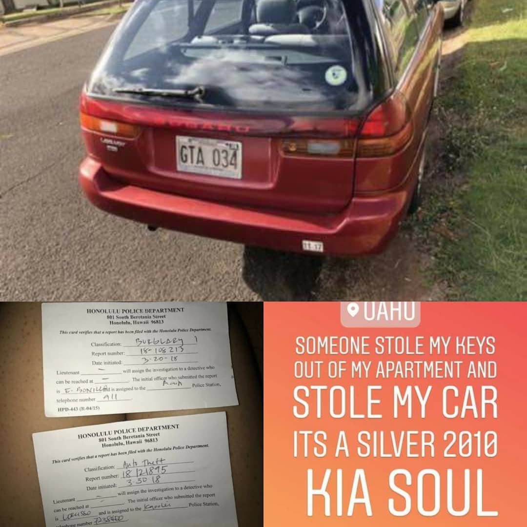 VEHICLE THEFT - Waena Apartments, Hawaii | SSH Search