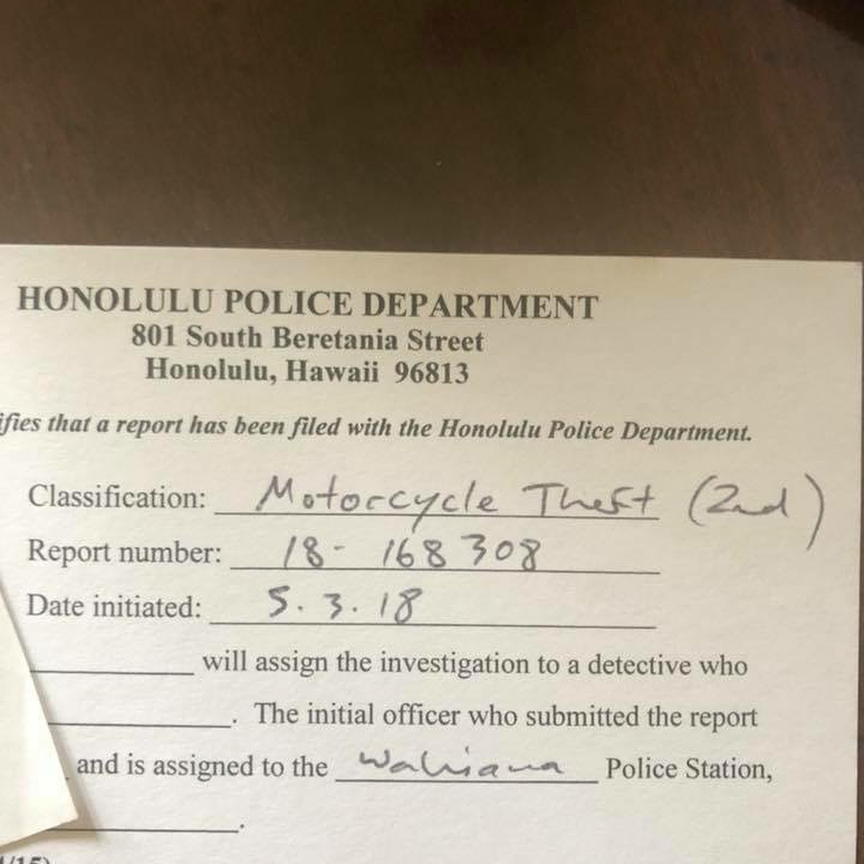 VEHICLE THEFT - Next to my front door, Hawaii Kai, Oahu | SSH Search