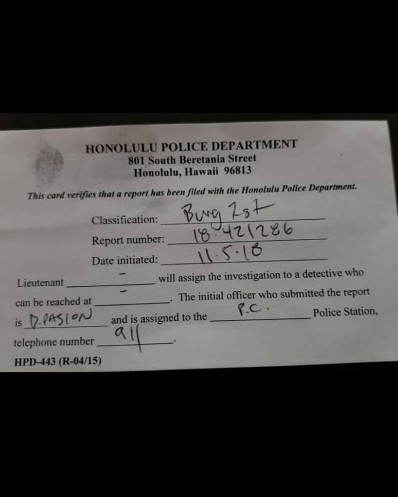 BURGLARY - Pearl City/Manana Area, Oahu | SSH Search