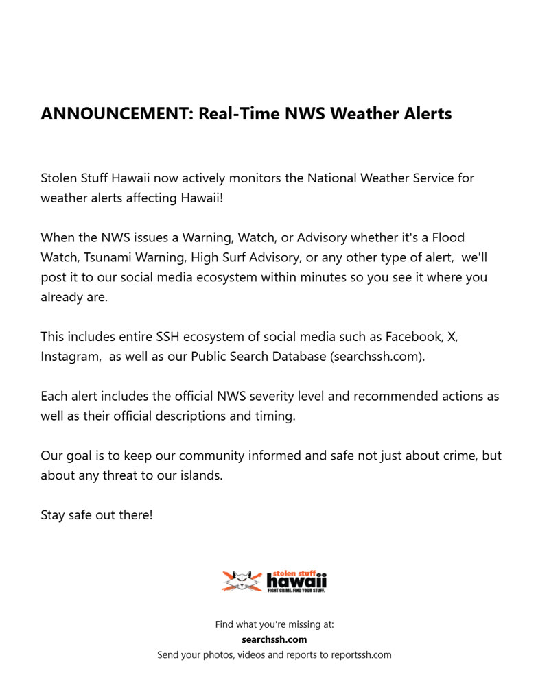 ANNOUNCEMENT - Oahu | SSH Search