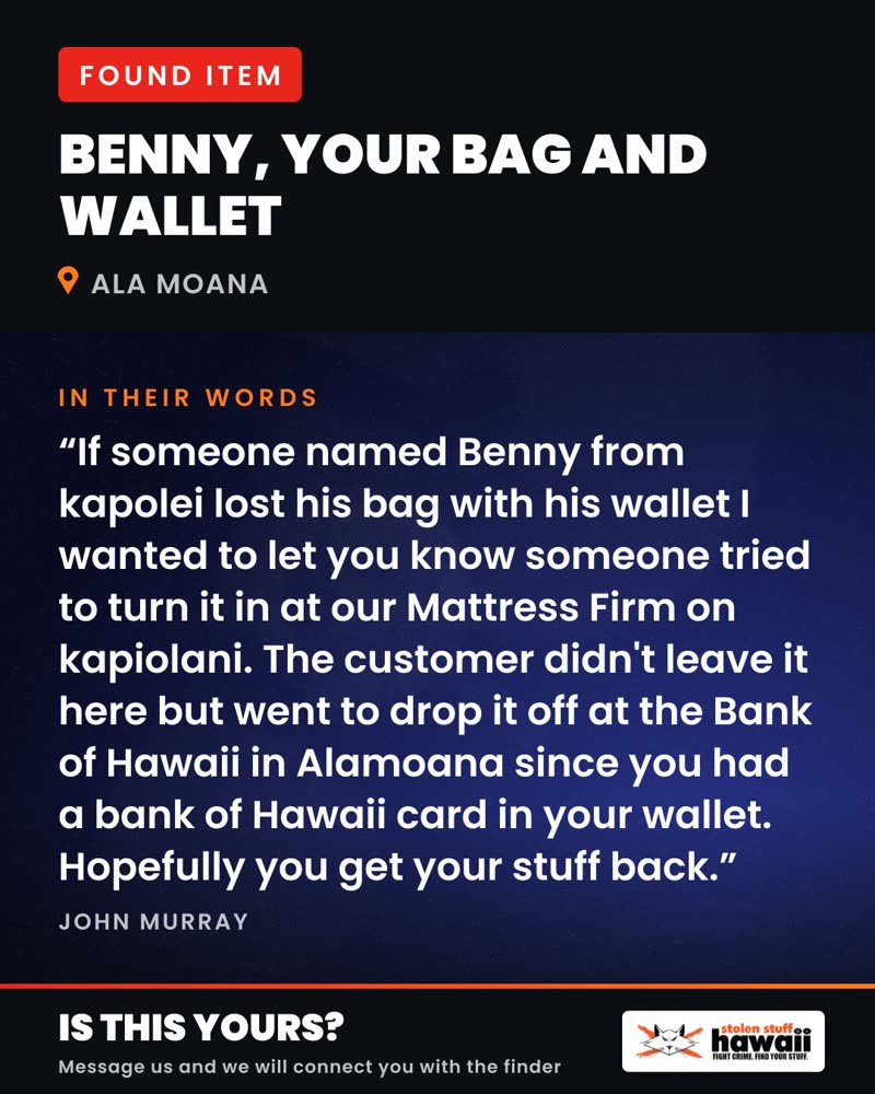 FOUND ITEM - Ala Moana | SSH Search