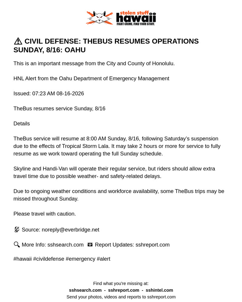 CIVIL DEFENSE MESSAGE - Oahu | SSH Search