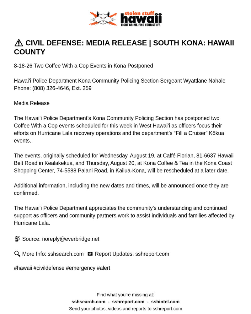 CIVIL DEFENSE MESSAGE - Hawaii County | SSH Search