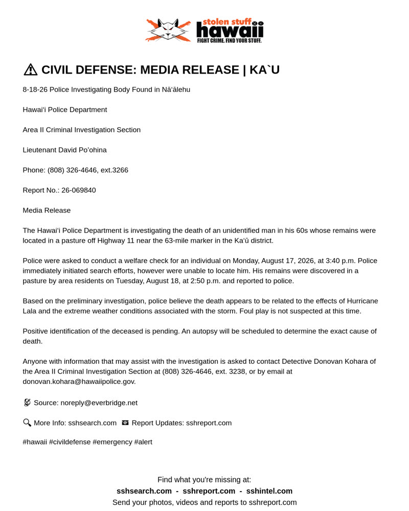 CIVIL DEFENSE MESSAGE - Hawaii | SSH Search