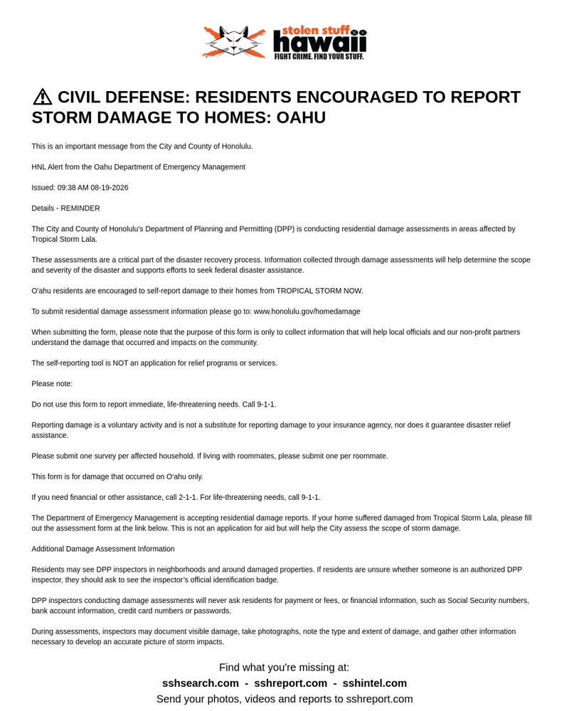 CIVIL DEFENSE MESSAGE - Oahu | SSH Search