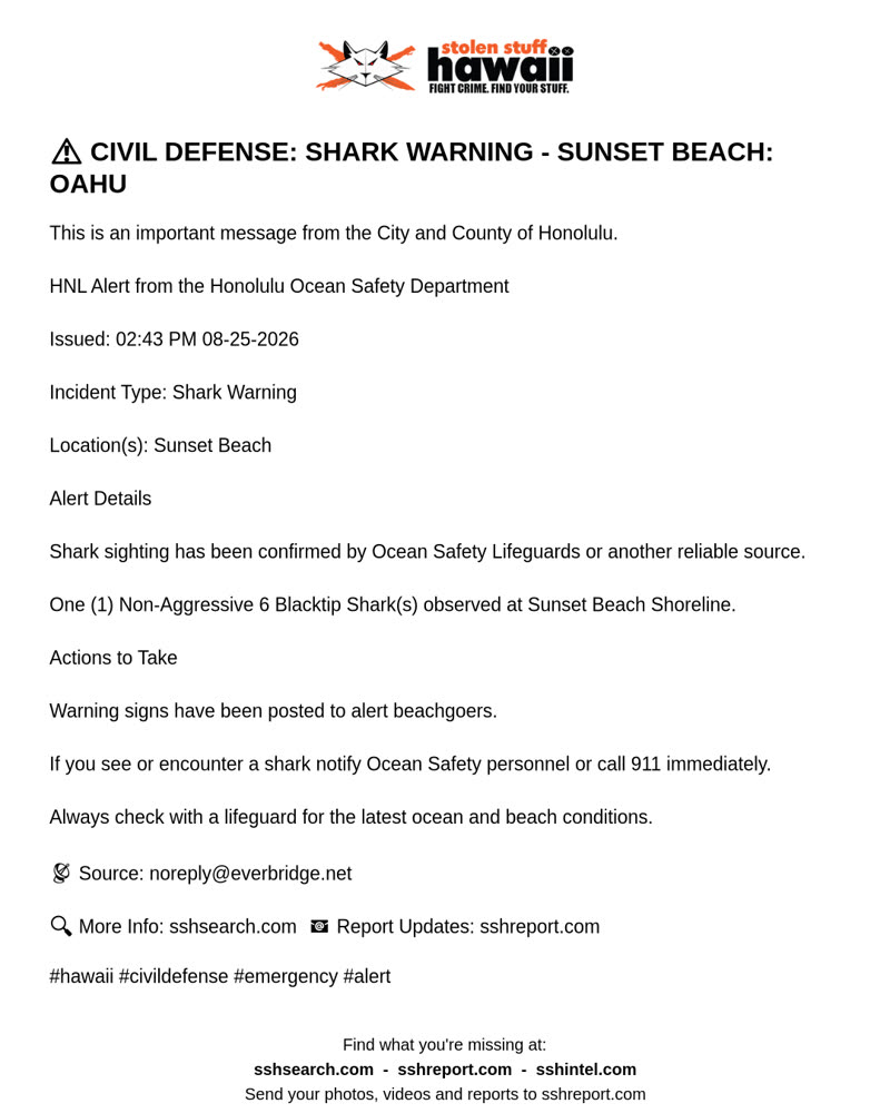 CIVIL DEFENSE MESSAGE - Oahu | SSH Search