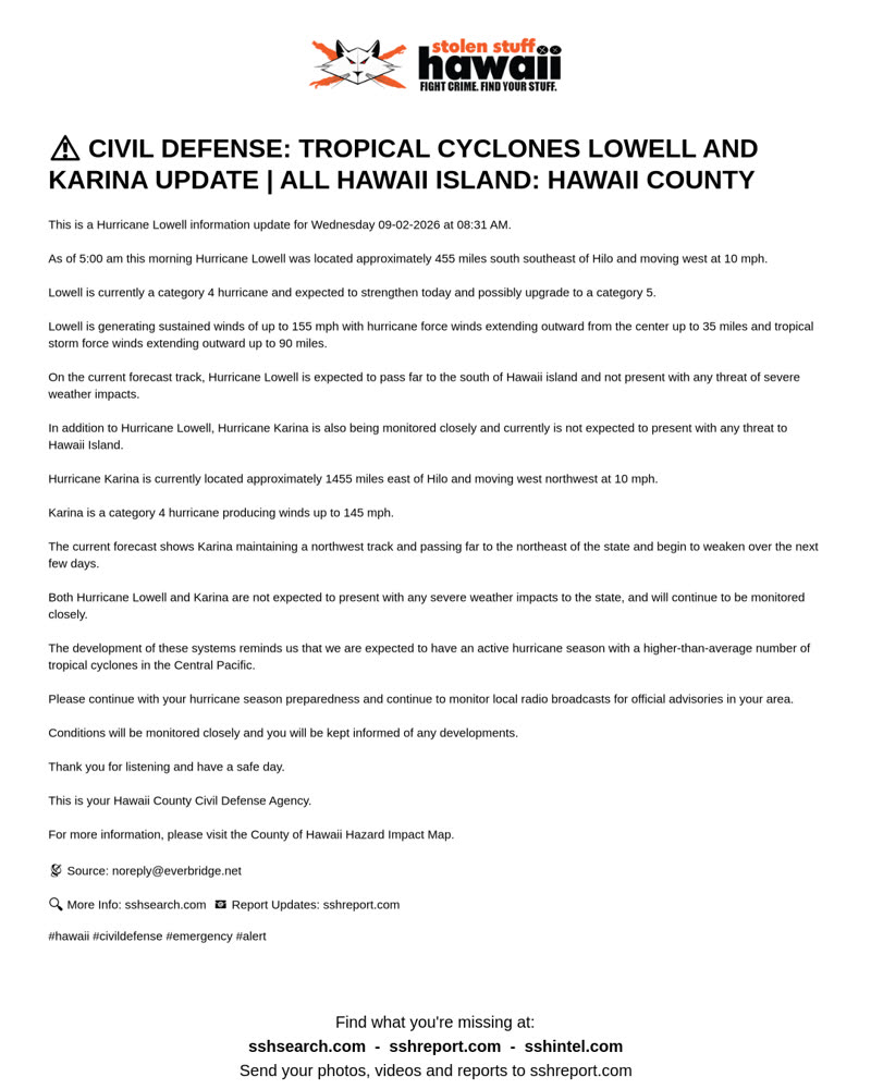 CIVIL DEFENSE MESSAGE - Hawaii County | SSH Search