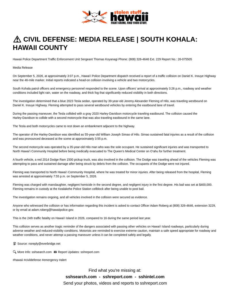 CIVIL DEFENSE MESSAGE - Hawaii County | SSH Search