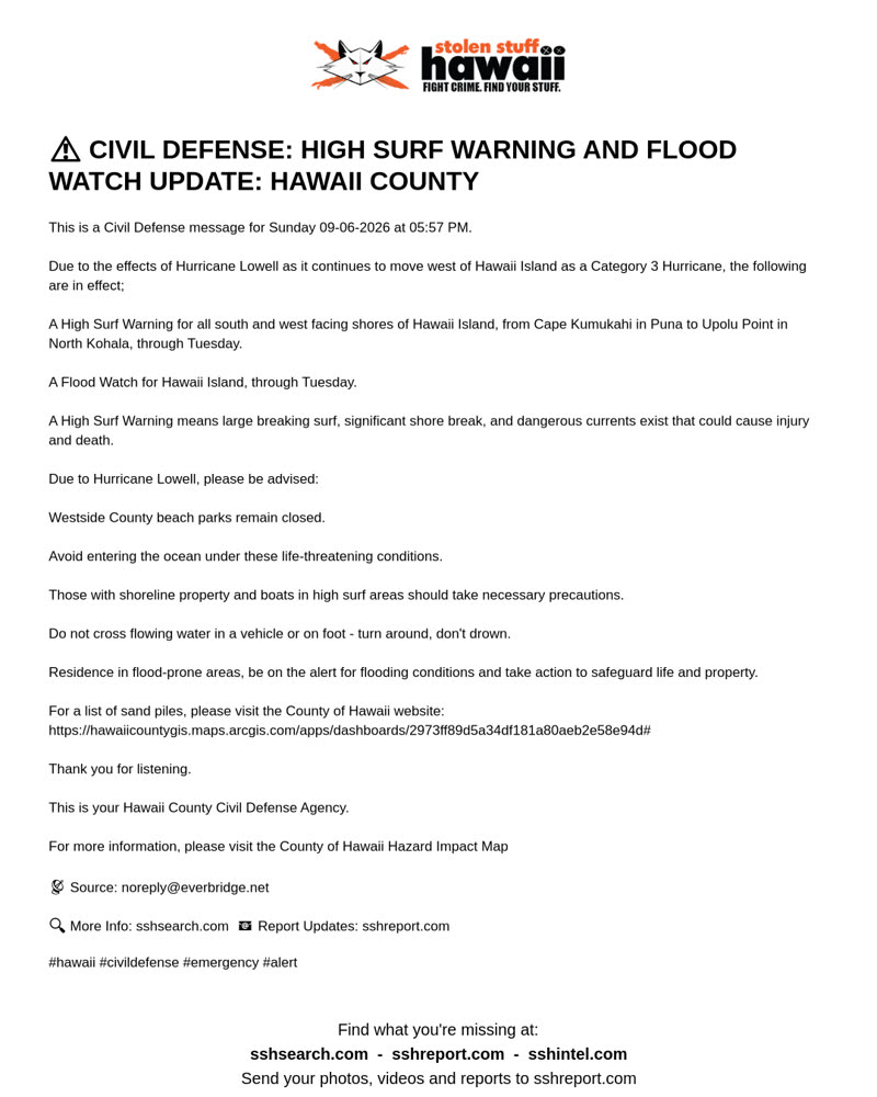 CIVIL DEFENSE MESSAGE - Hawaii County | SSH Search