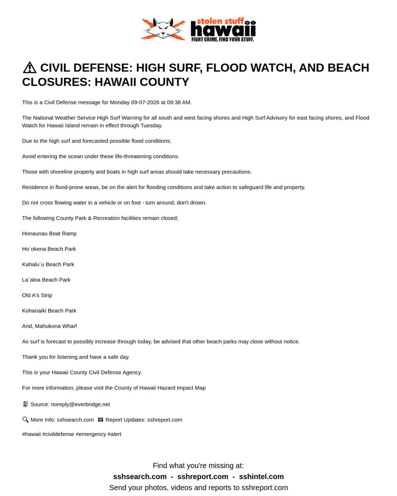 CIVIL DEFENSE MESSAGE - Hawaii County | SSH Search