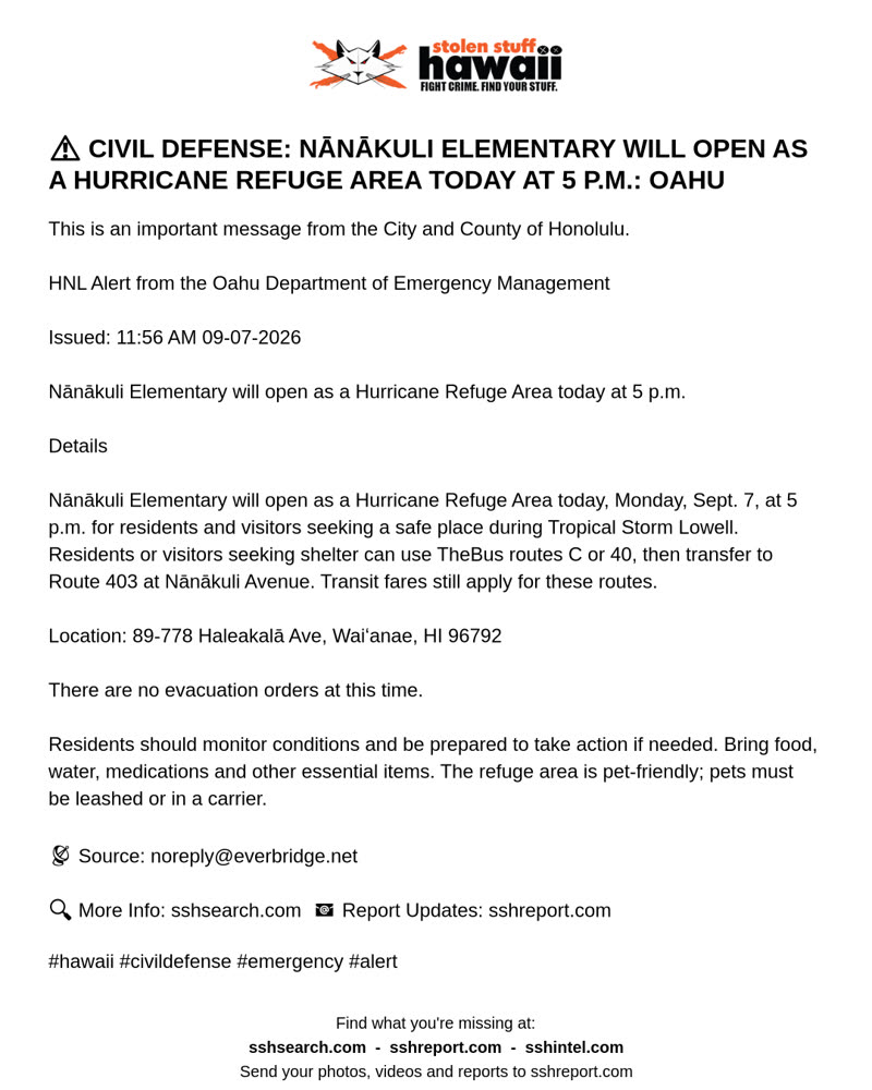 CIVIL DEFENSE MESSAGE - Oahu | SSH Search