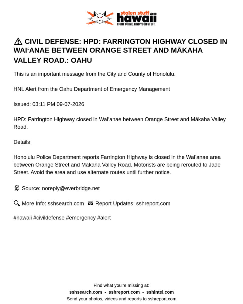 CIVIL DEFENSE MESSAGE - Oahu | SSH Search