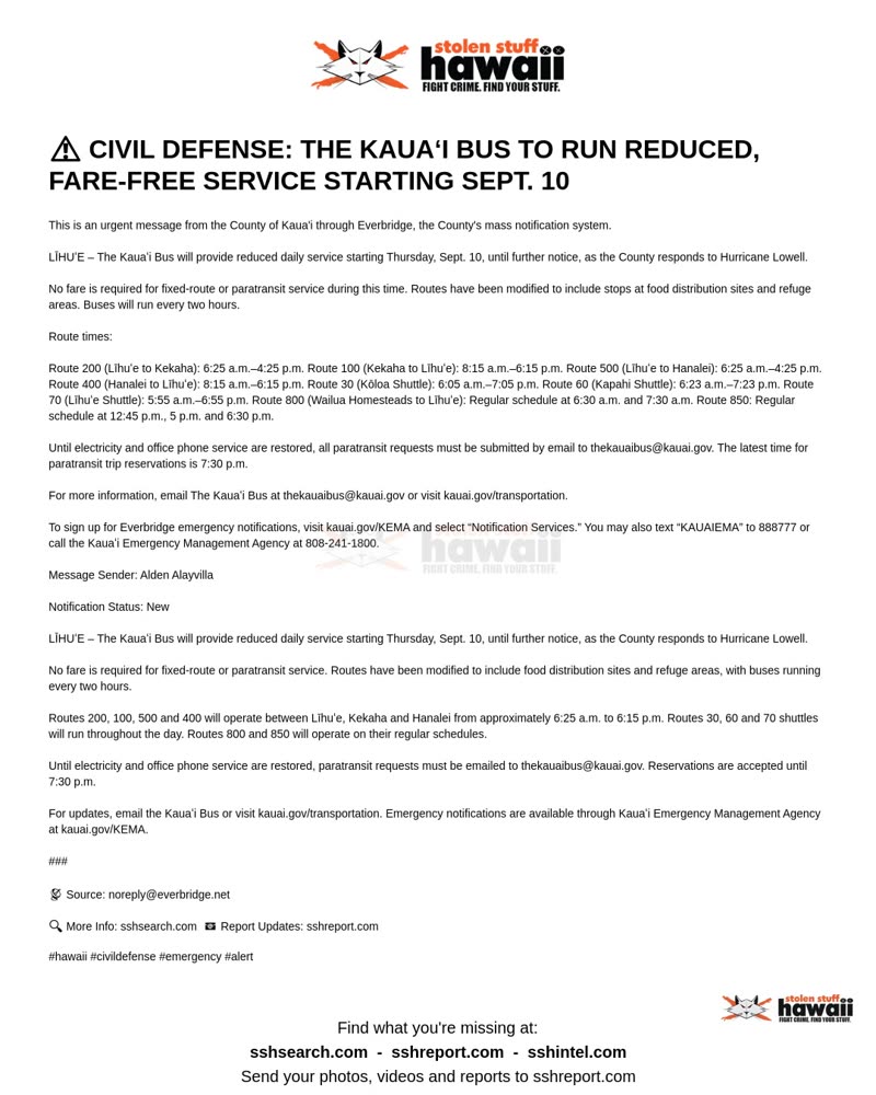 CIVIL DEFENSE MESSAGE - Kauai | SSH Search