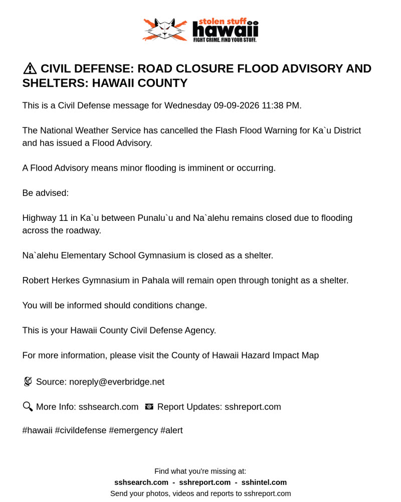 CIVIL DEFENSE MESSAGE - Hawaii County | SSH Search