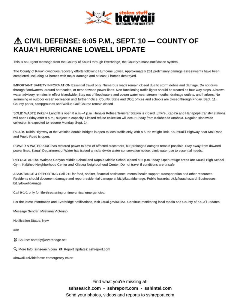 CIVIL DEFENSE MESSAGE - Kauai | SSH Search