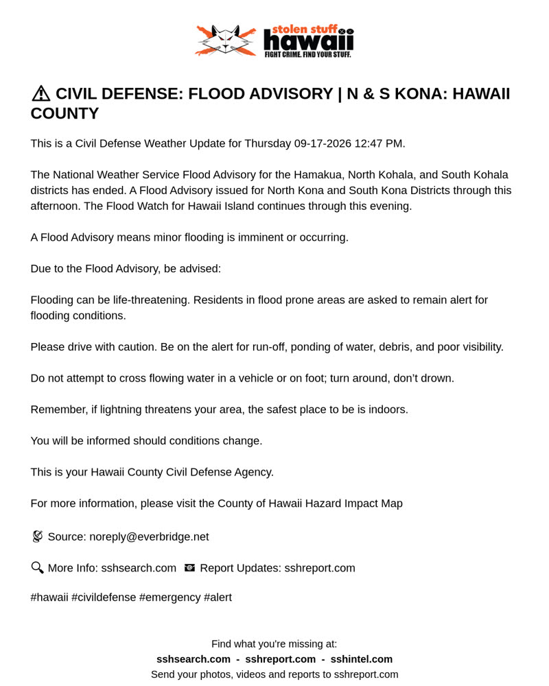 CIVIL DEFENSE MESSAGE - Hawaii County | SSH Search