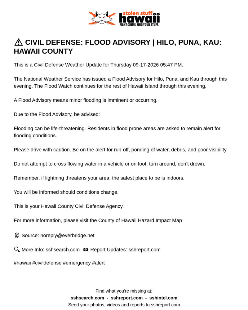 CIVIL DEFENSE MESSAGE - Hawaii County | SSH Search