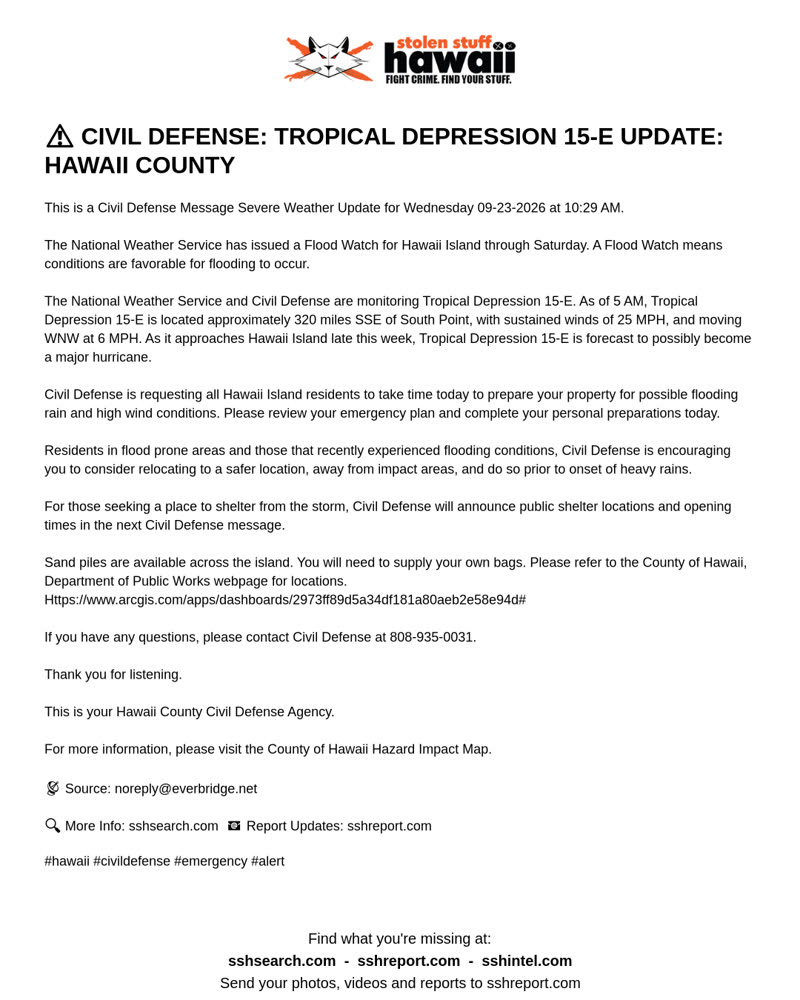 CIVIL DEFENSE MESSAGE - Hawaii County | SSH Search