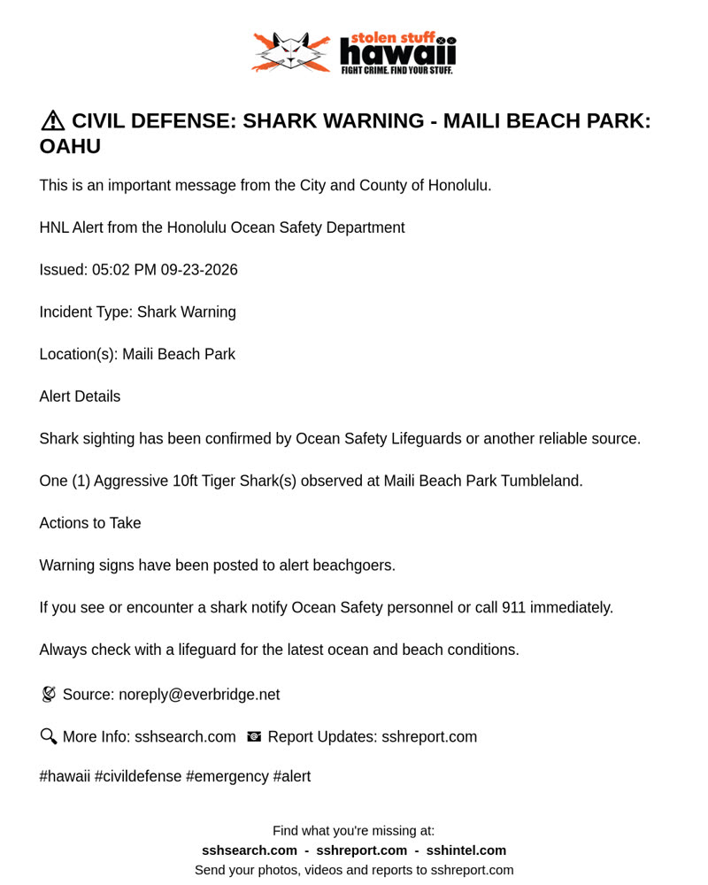 CIVIL DEFENSE MESSAGE - Oahu | SSH Search