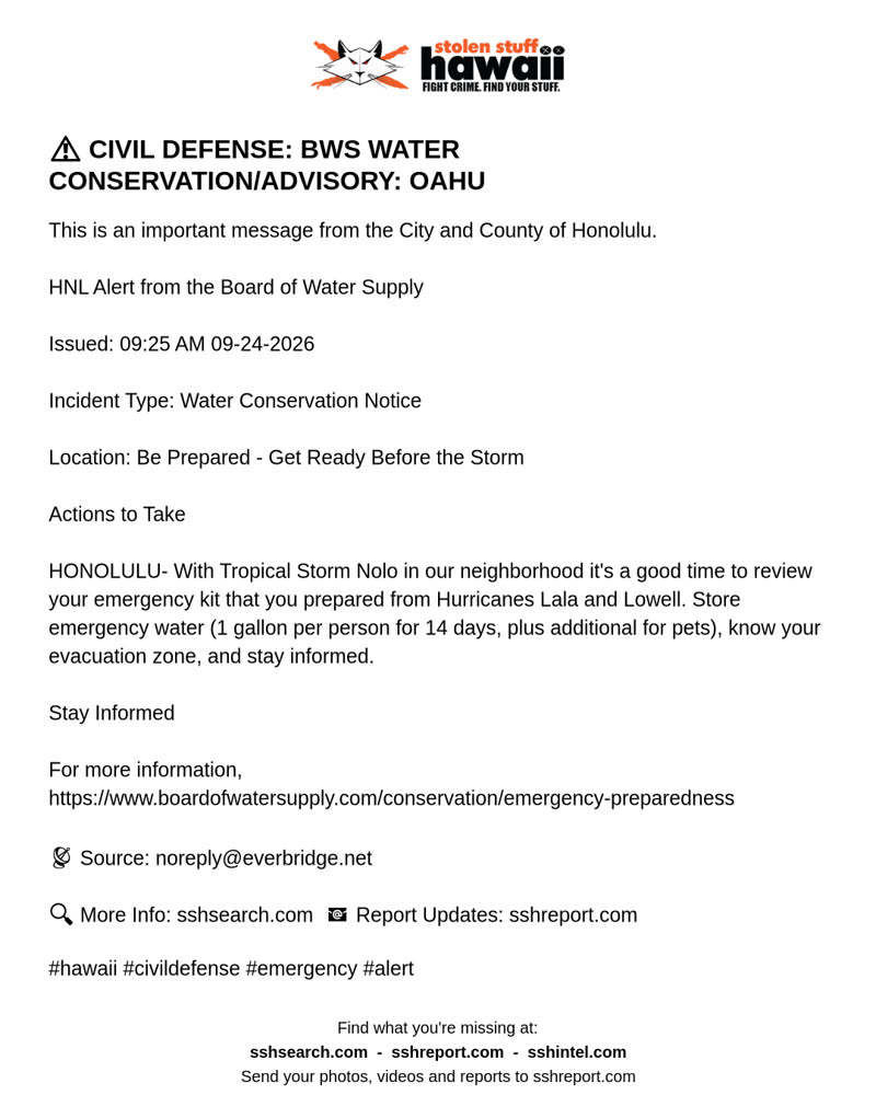 CIVIL DEFENSE MESSAGE - Oahu | SSH Search