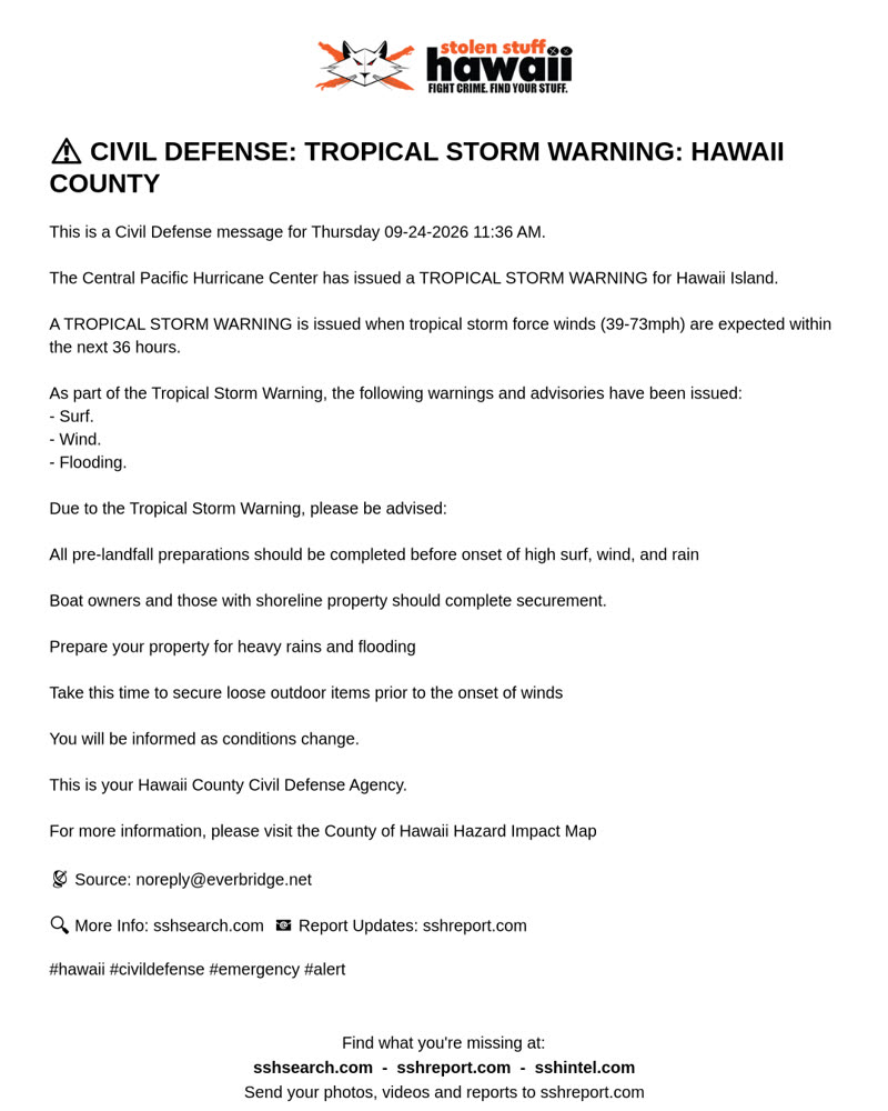 CIVIL DEFENSE MESSAGE - Hawaii County | SSH Search