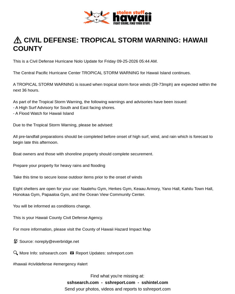 CIVIL DEFENSE MESSAGE - Hawaii County | SSH Search