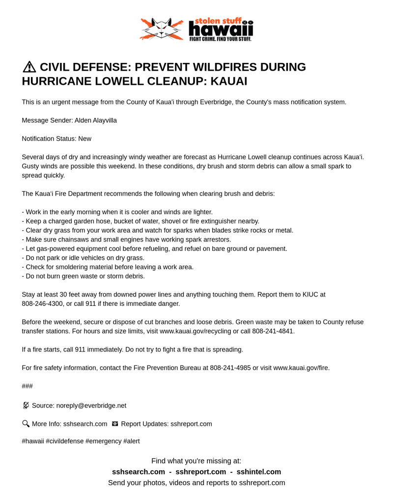 CIVIL DEFENSE MESSAGE - Kauai | SSH Search