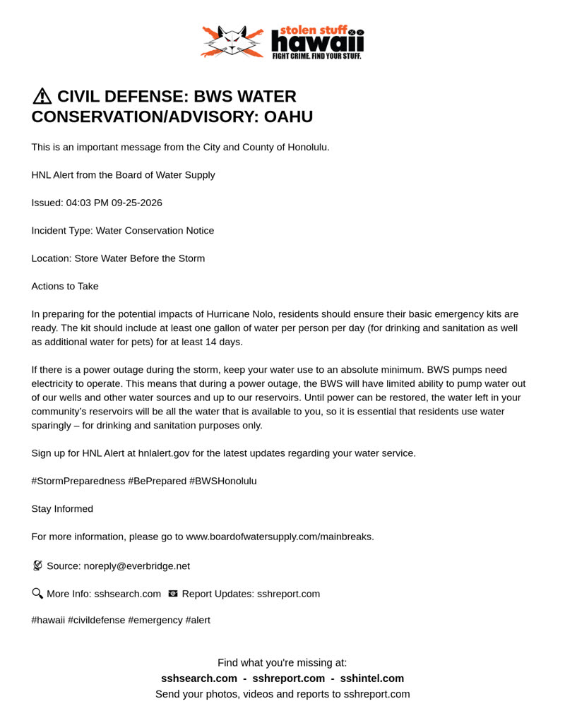 CIVIL DEFENSE MESSAGE - Oahu | SSH Search