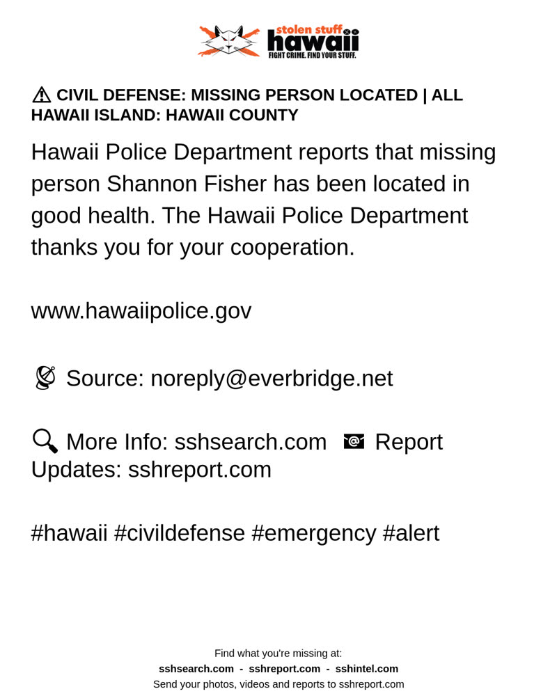 CIVIL DEFENSE MESSAGE - Hawaii County | SSH Search