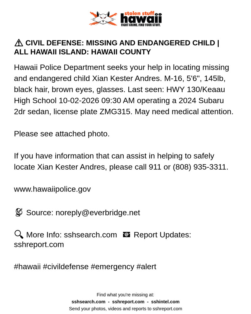 CIVIL DEFENSE MESSAGE - Hawaii County | SSH Search