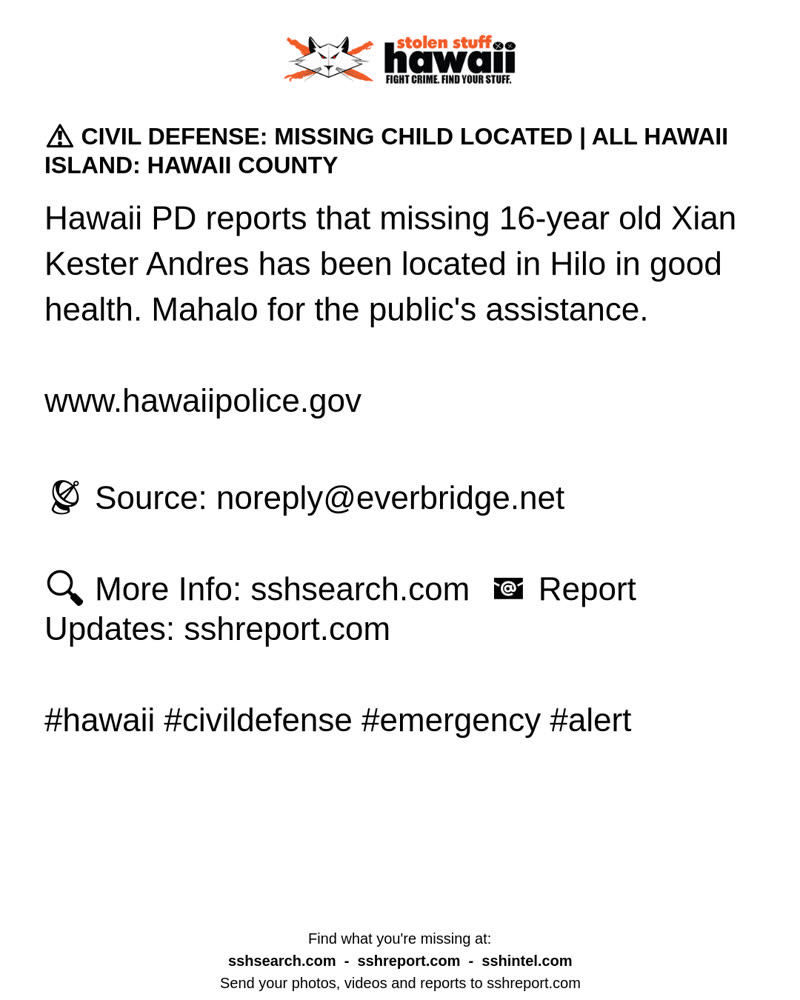 CIVIL DEFENSE MESSAGE - Hawaii County | SSH Search