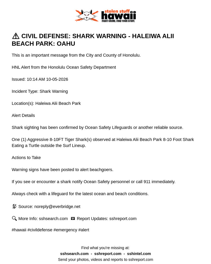 CIVIL DEFENSE MESSAGE - Oahu | SSH Search